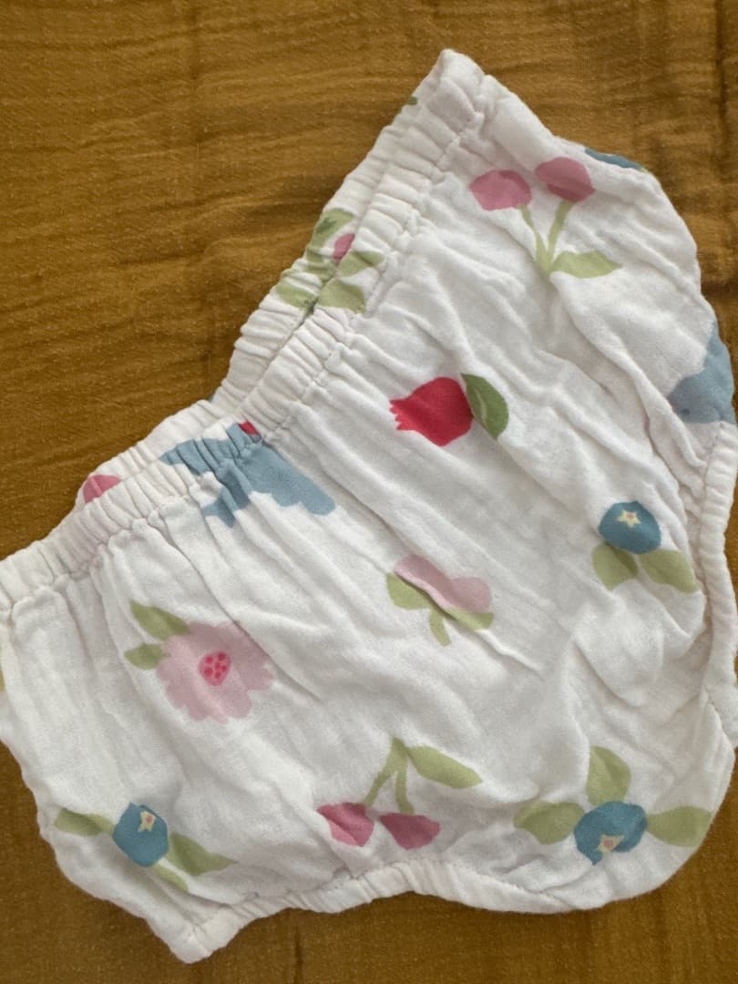 Boutchou 12 months dress and bloomer set white floral birds thumbnail 4