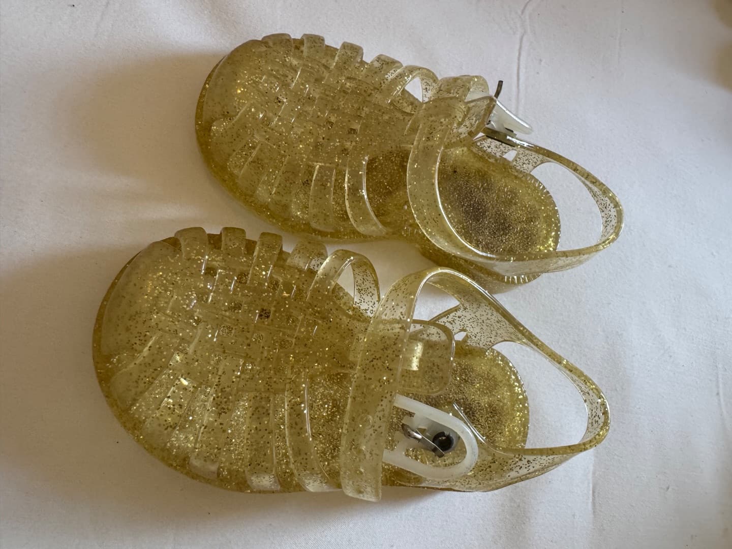 Gold Glitter Jelly Sandals Size 21