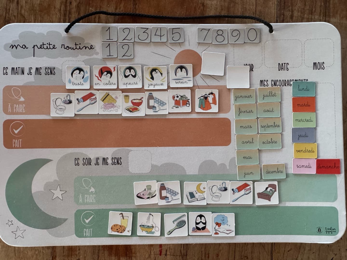 L'Atelier Gigogne Magnetic Routine Board for Kids - Image 1 of 2