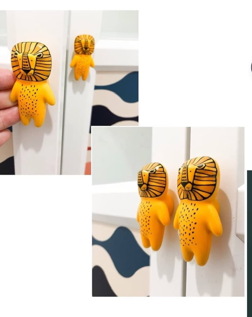 Yellow Lion Ceramic Door Knobs (Pair) - Image 1 of 3