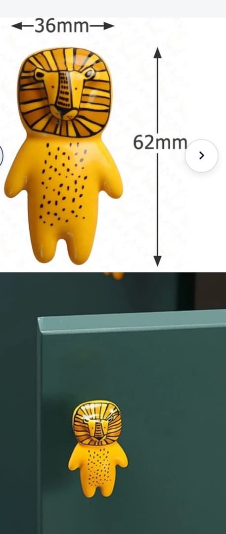 Yellow Lion Ceramic Door Knobs (Pair) thumbnail 3