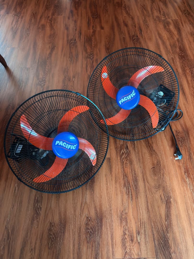 2 Pacific Wall Fans Black and Orange - Image 1 of 1