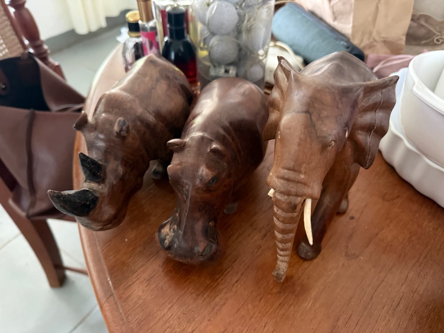 Set of 3 Hand-Carved Wooden Animal Figurines thumbnail 2