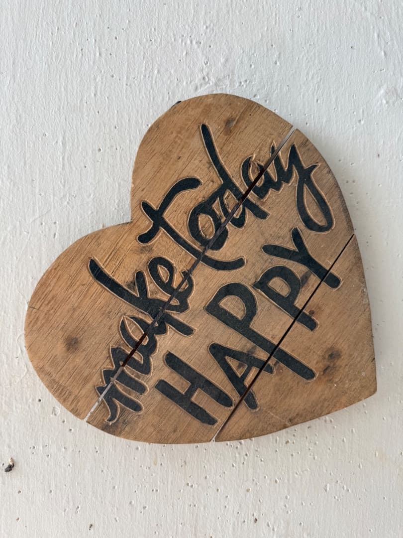 Heart Shaped Wooden Wall Decor Make Today Happy - Image 1 of 1