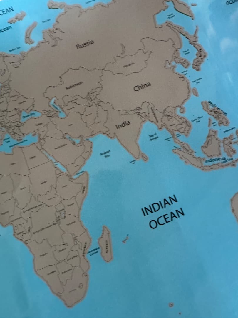 Scratch Map World Poster Blue Gray Countries thumbnail 3