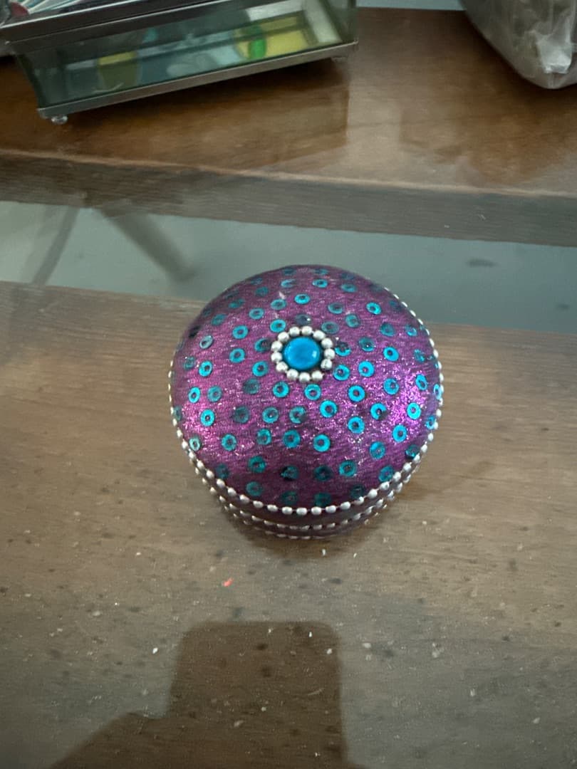 Decorative Purple Sequin Trinket Box - Image 1 of 2