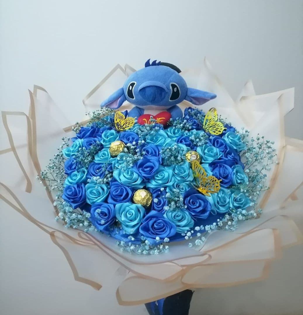 Bouquet rose ble ek chokola tem Stitch - Image 1 of 1