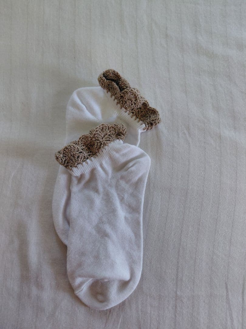 Handmade Crochet Pink-Grey Bow Bag & White Socks with Lace thumbnail 2