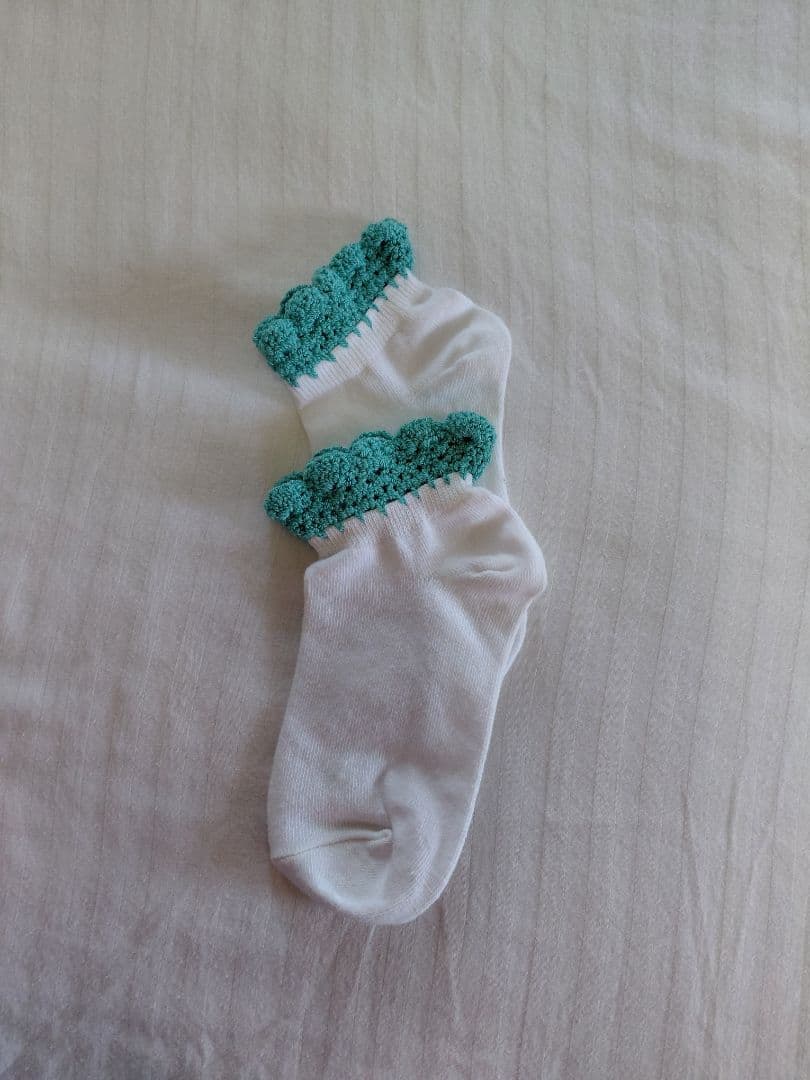 Handmade Crochet Pink-Grey Bow Bag & White Socks with Lace thumbnail 3