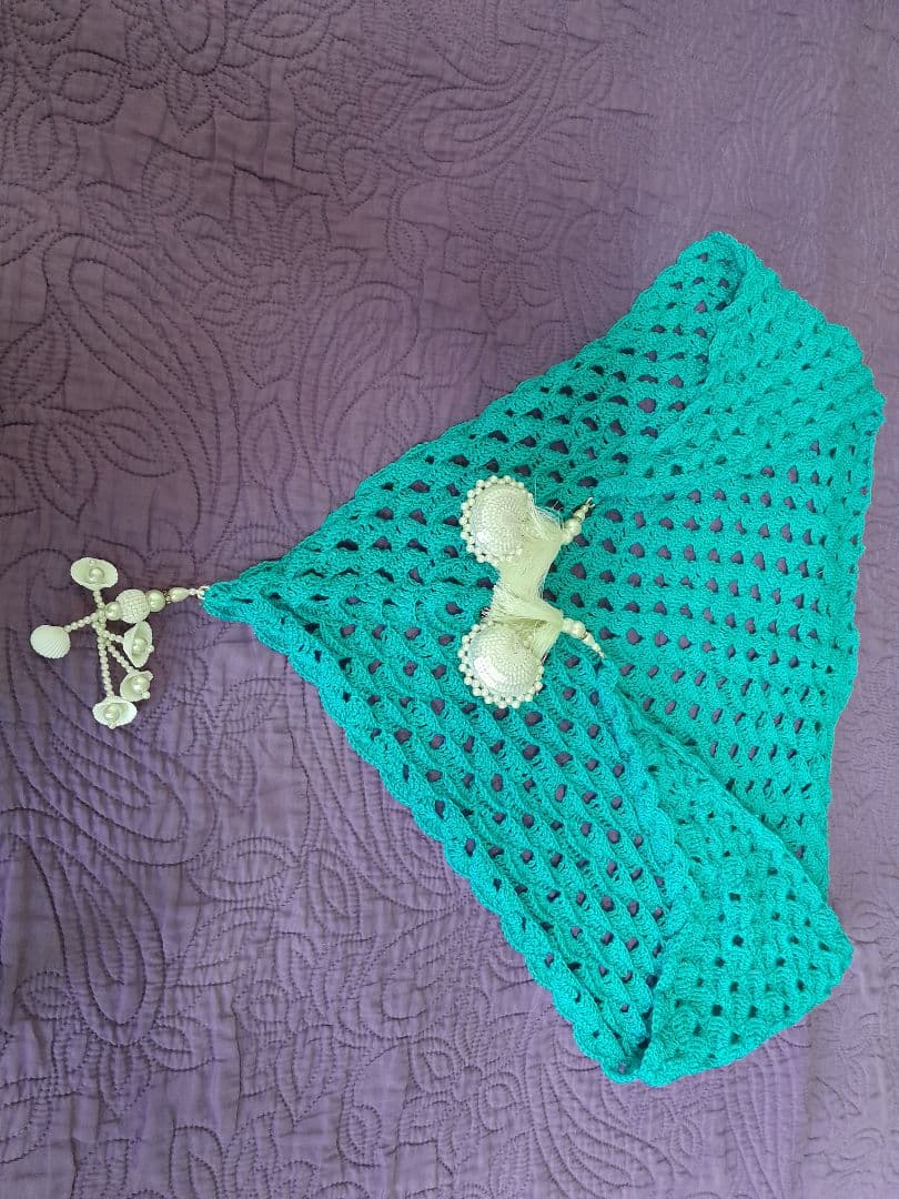 Handmade Crochet Pink-Grey Bow Bag & White Socks with Lace thumbnail 5