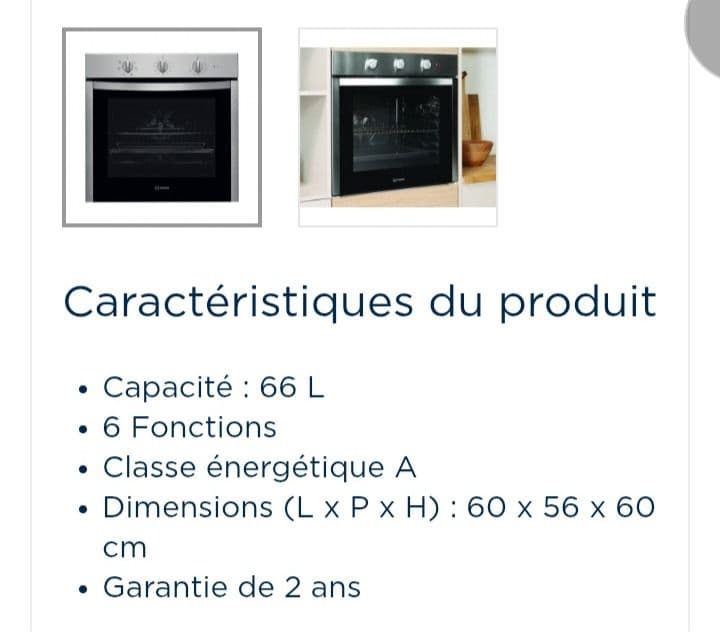 Indesit Built-in Oven 66L Stainless Steel thumbnail 3