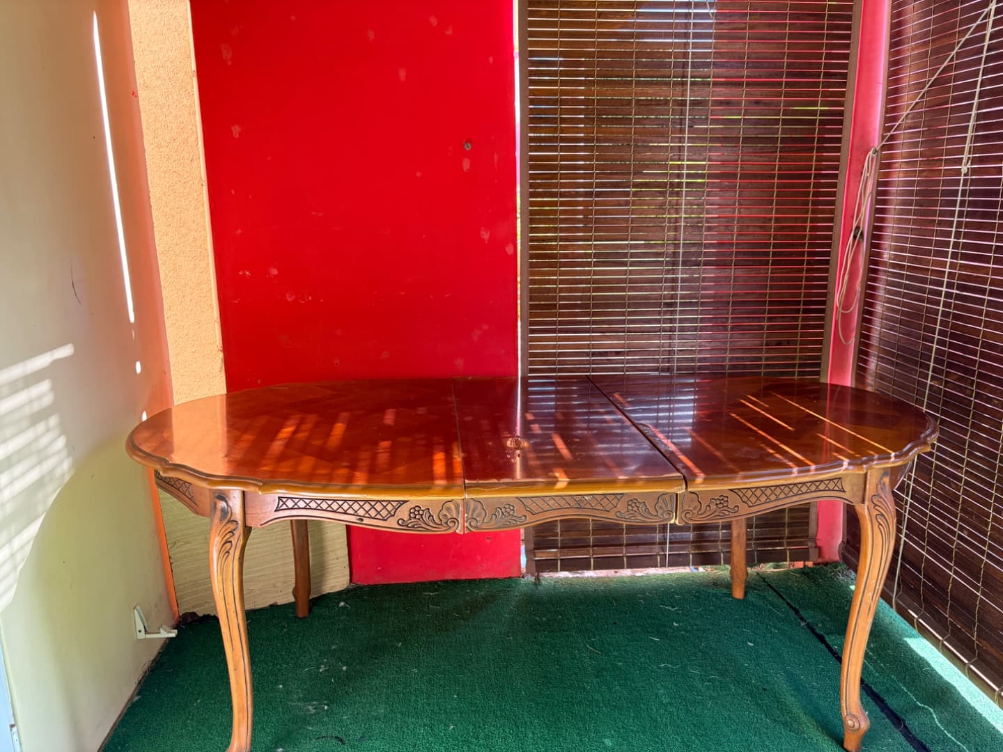 Extendable Wooden Dining Table with Carved Details thumbnail 2