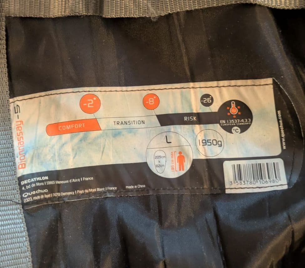 Quechua Bionnassay -5 Sleeping Bag Size L thumbnail 3