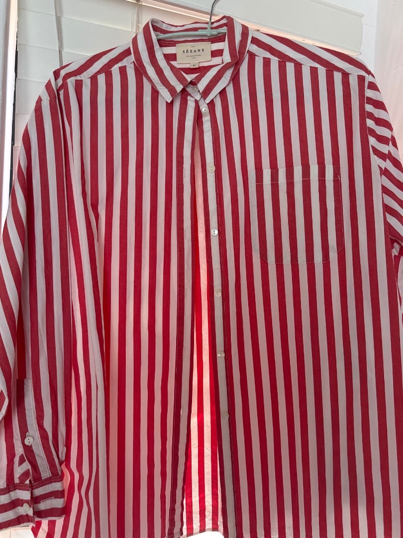 Sézane Red & White Striped Shirt Size 38 - Image 1 of 4
