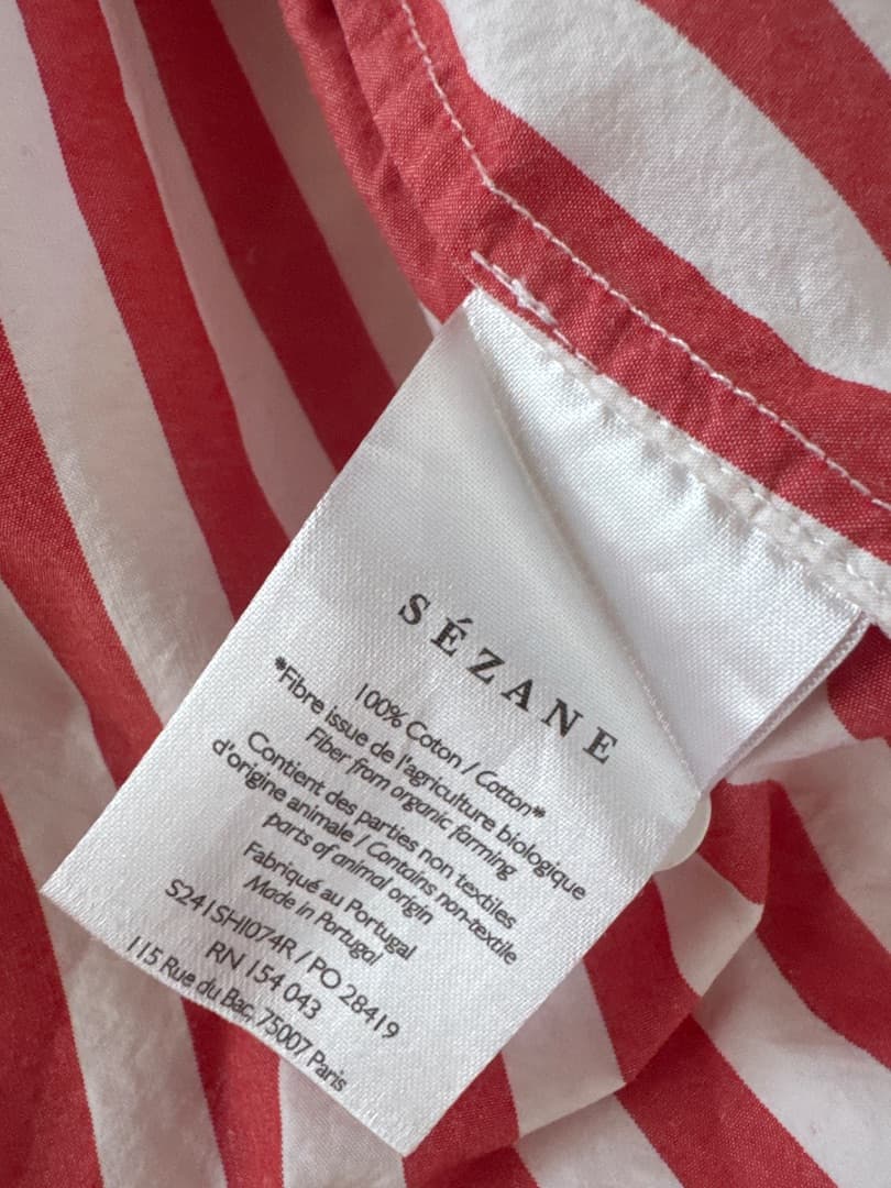 Sézane Red & White Striped Shirt Size 38 thumbnail 4
