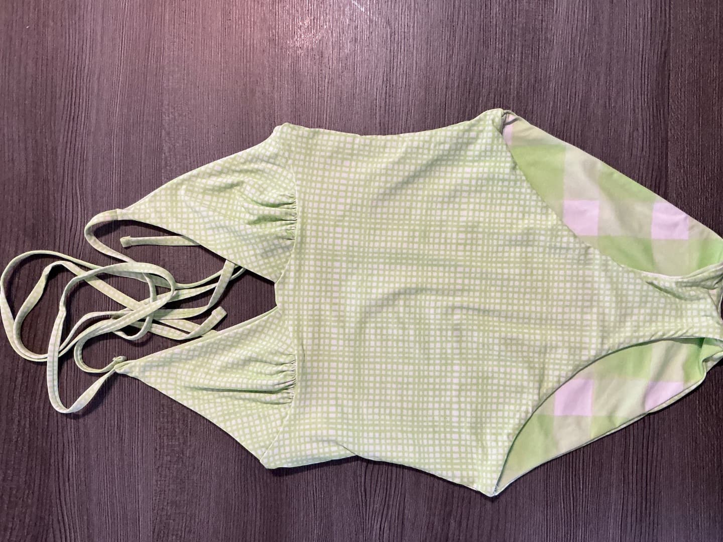 Reversible Green Gingham One-Piece Swimsuit - Image 1 of 1