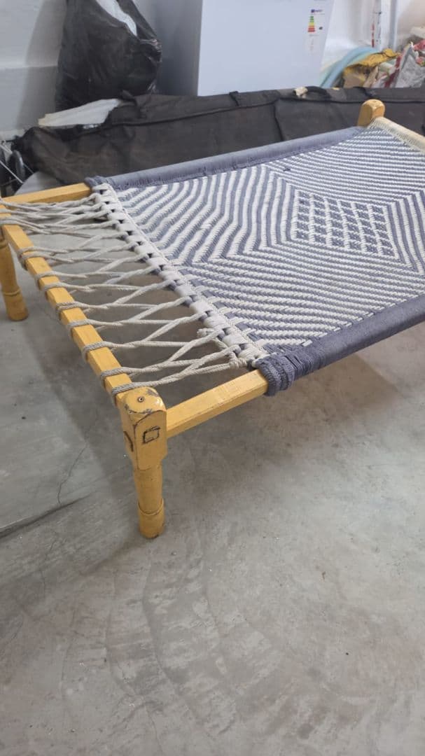 Indian Charpoy Bed 103x163cm blue Wood Frame - Image 1 of 3