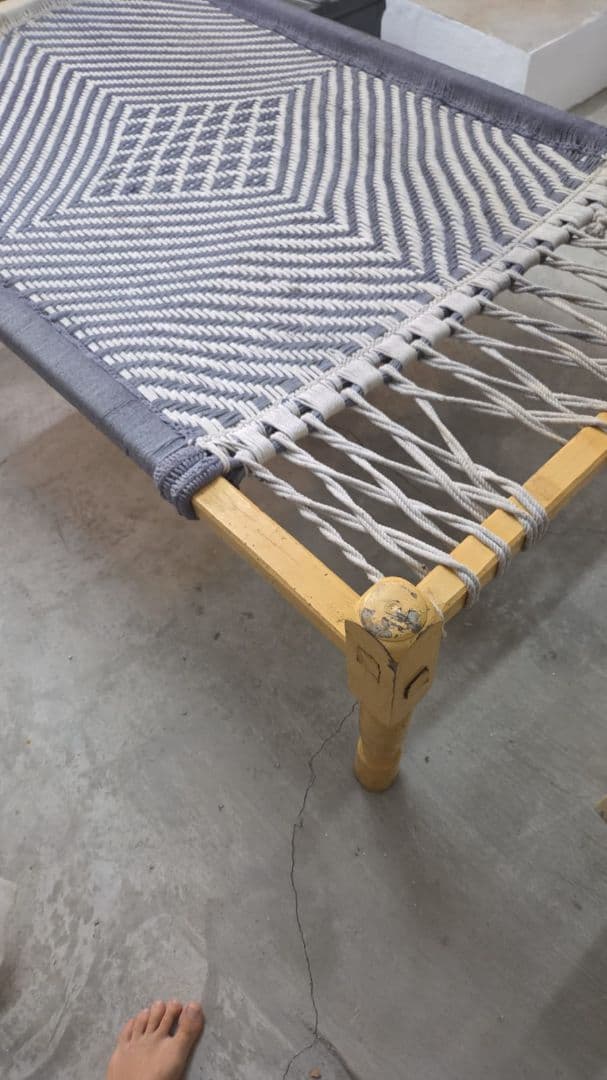 Indian Charpoy Bed 103x163cm blue Wood Frame thumbnail 2