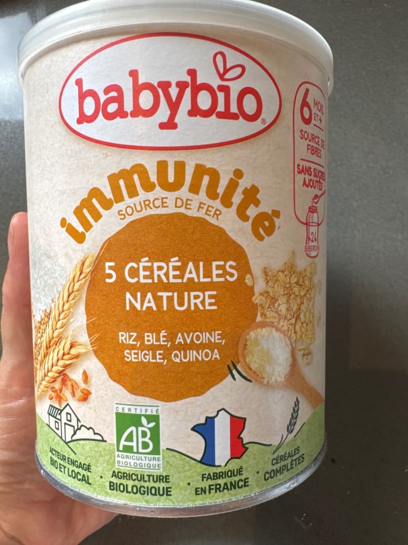 Babybio Immun'unite 5 Cereales Nature Bio 6x100g - Image 1 of 4
