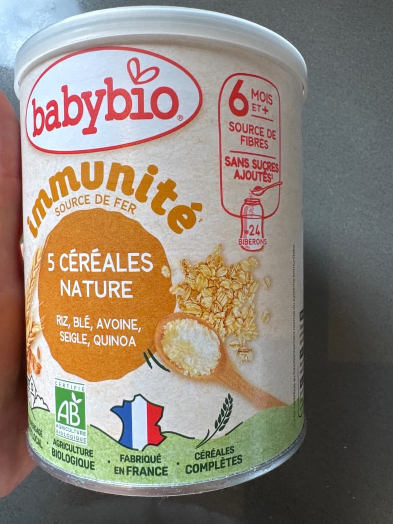 Babybio Immun'unite 5 Cereales Nature Bio 6x100g thumbnail 3