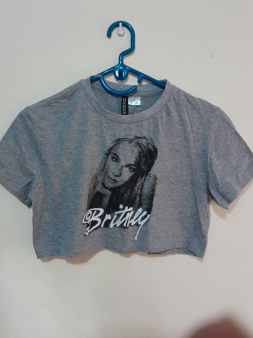 H&M Britney Spears Crop T-Shirts Gray and Yellow - Image 1 of 2