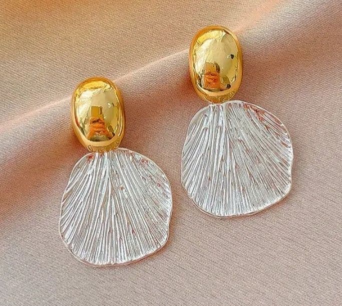 Gold and Clear Fan-Shaped Drop Earrings - Image 1 of 1