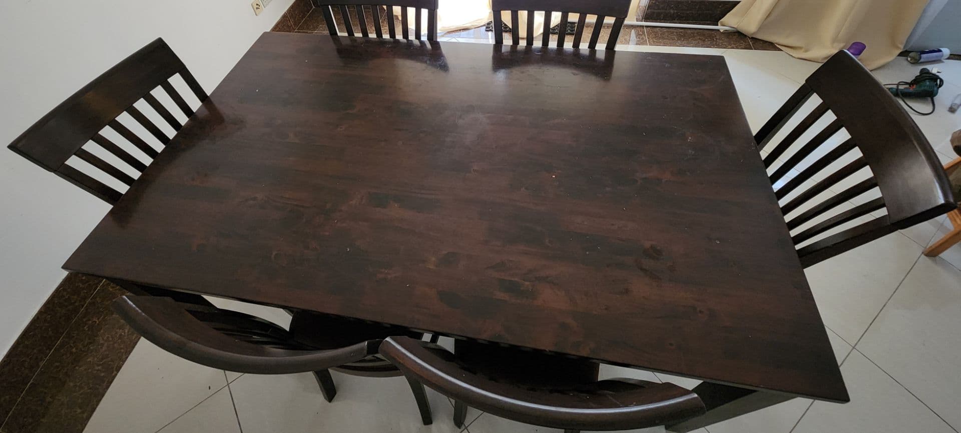 Wooden Dining Table 165x95cm with 6 Chairs thumbnail 2