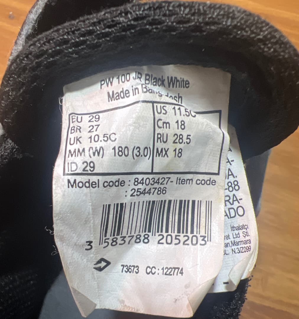 Newfeel PW 100 JR Kids Sneakers Black White Size 29 thumbnail 2