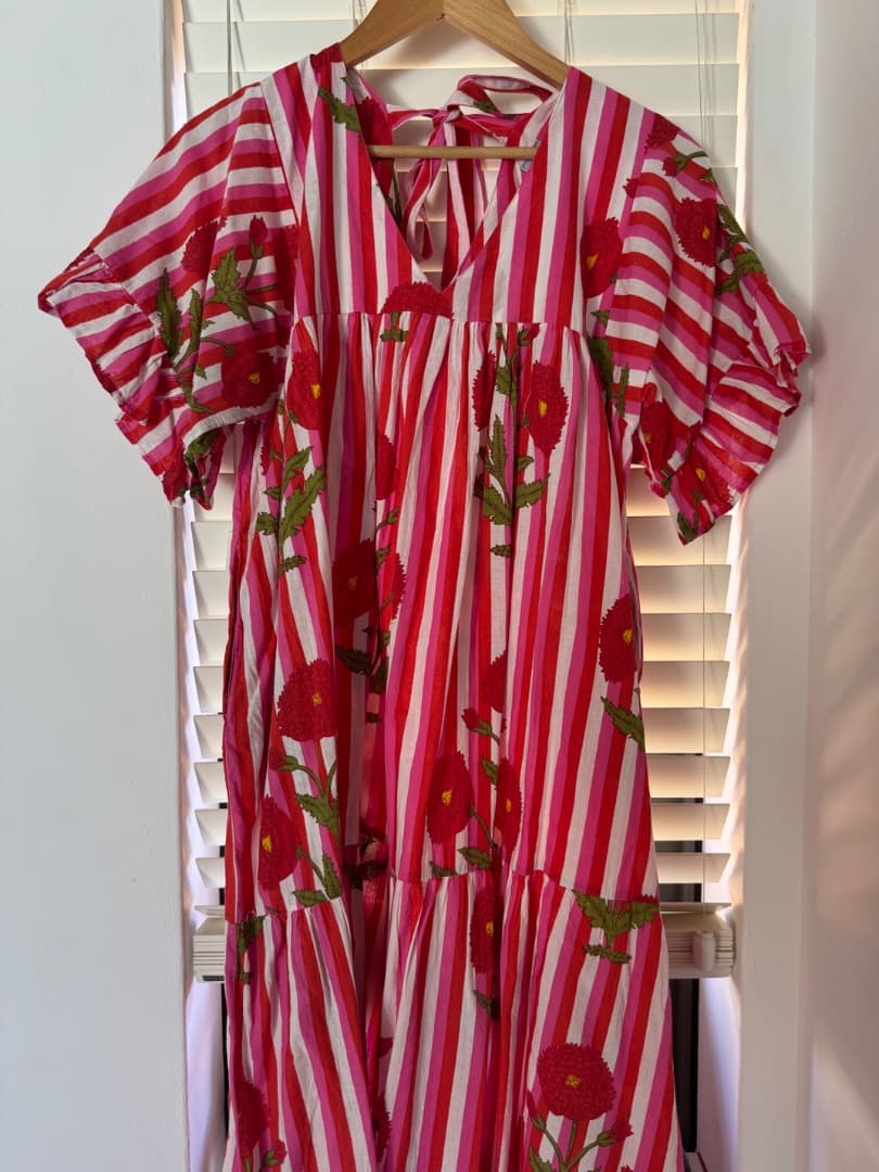 Bab and the Queen Striped Pink Floral Dress One Size - Image 1 of 4