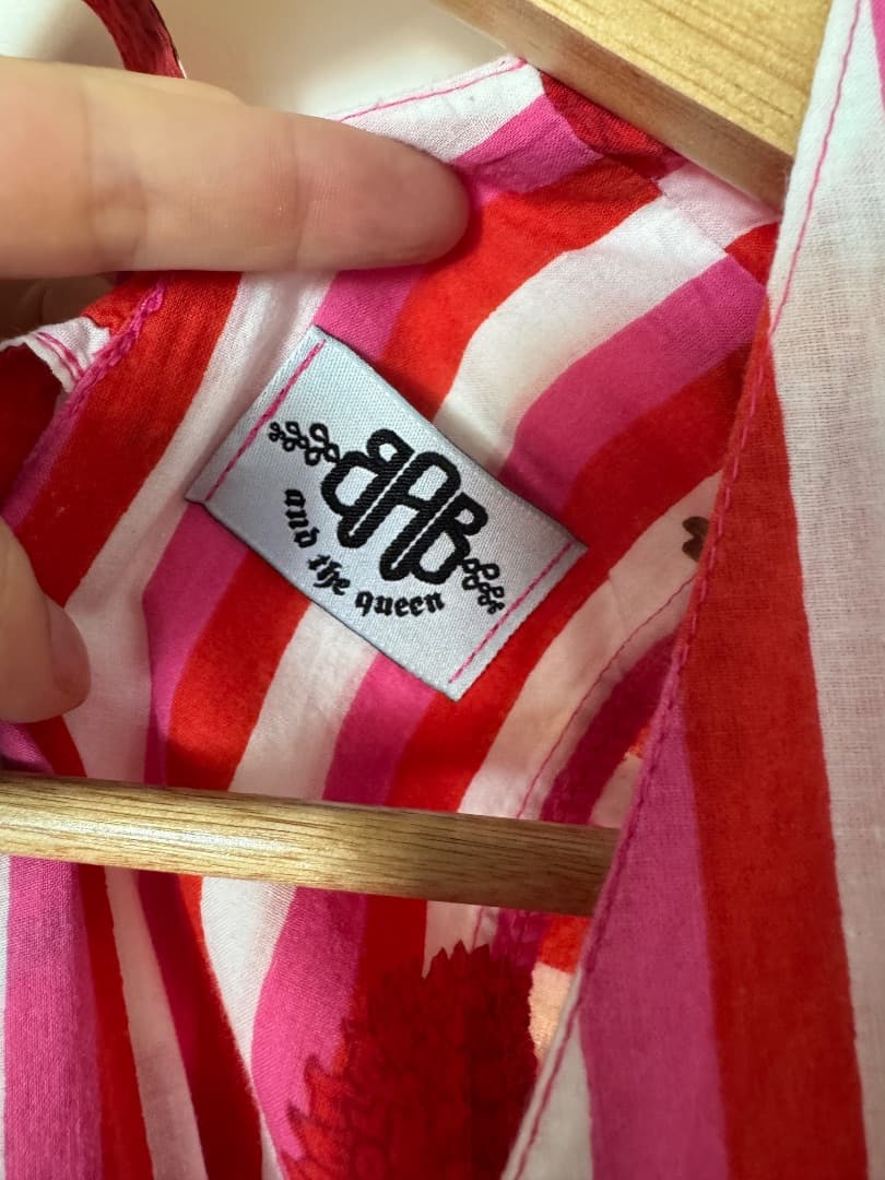 Bab and the Queen Striped Pink Floral Dress One Size thumbnail 2