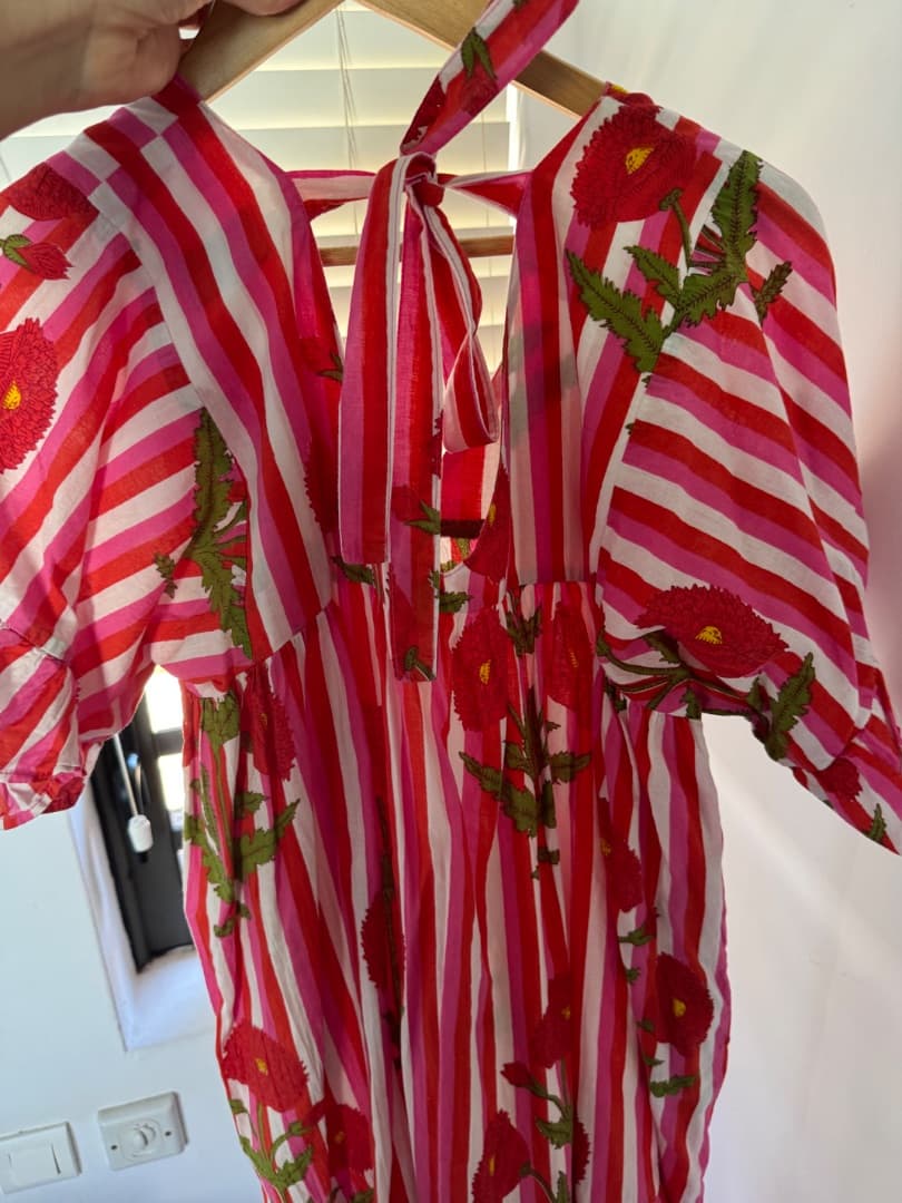 Bab and the Queen Striped Pink Floral Dress One Size thumbnail 3