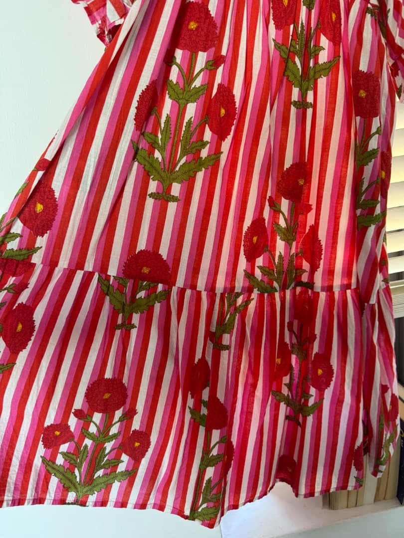 Bab and the Queen Striped Pink Floral Dress One Size thumbnail 4