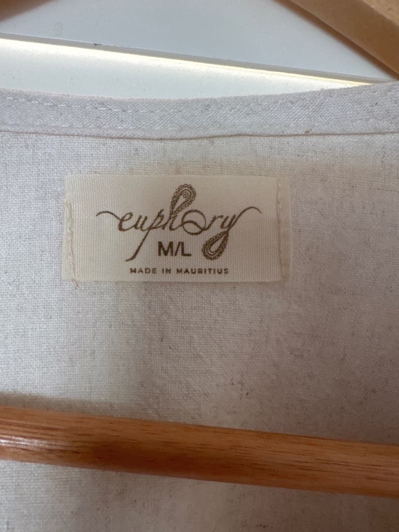 Euphory Wrap Blouse Size M/L Beige 100% Cotton thumbnail 2