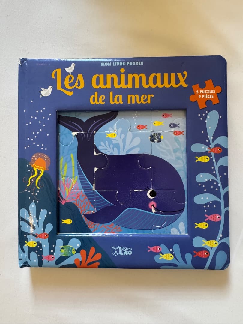 Auzou Sea Animals Puzzle Book - 5 Puzzles 9 Pieces