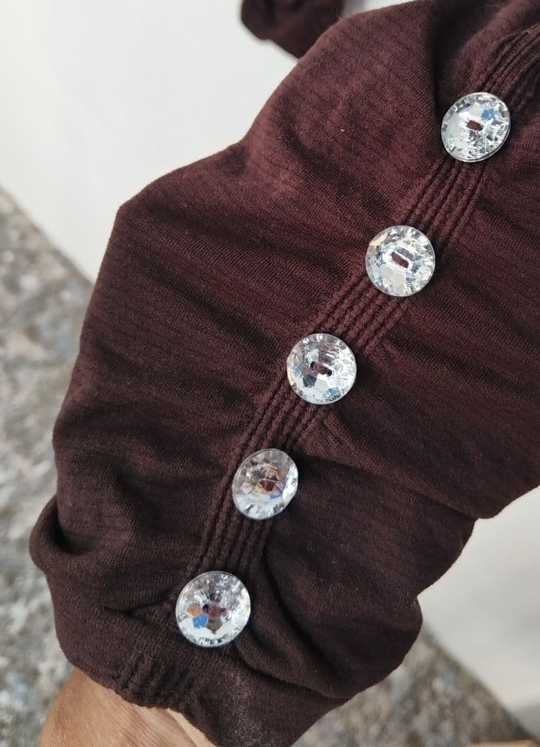 Leggings froncés marron avec détails strass neufs thumbnail 2