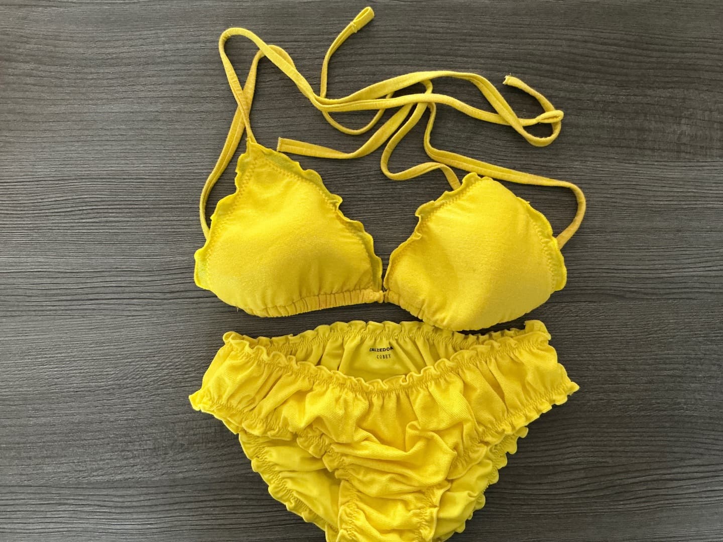 Calzedonia Yellow Frilled Bikini Set - Image 1 of 1