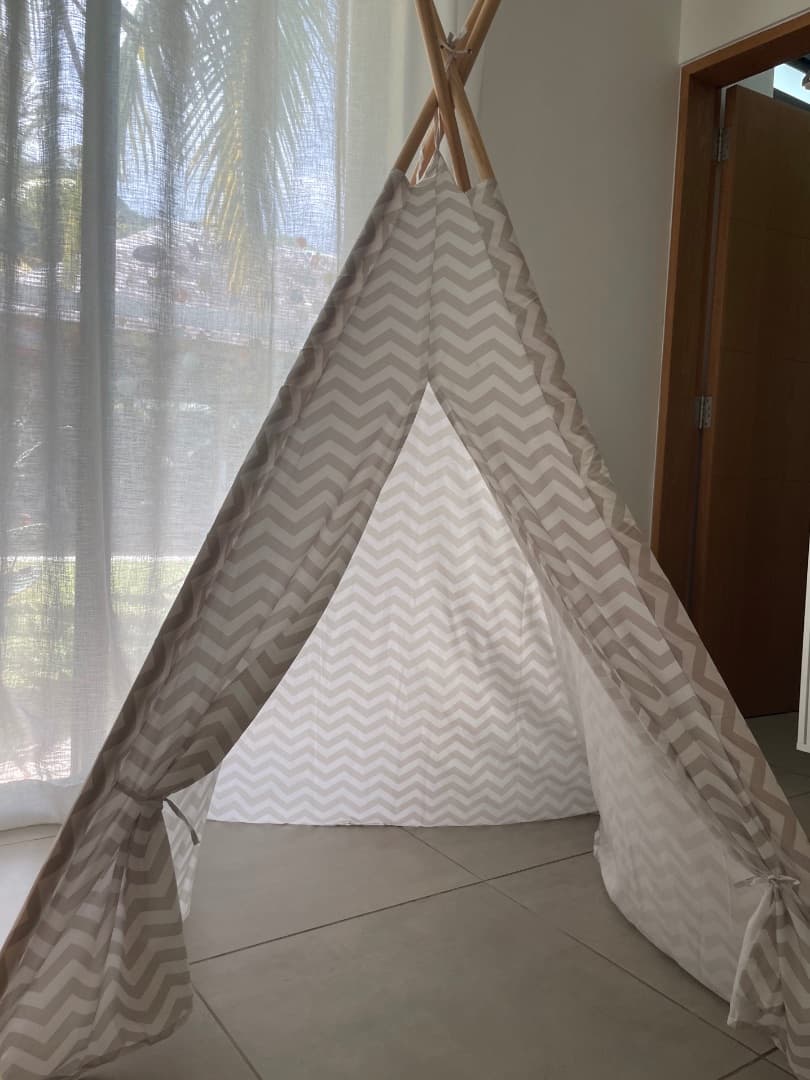 Children's Gray Chevron Pattern Teepee Tent - Image 1 of 1