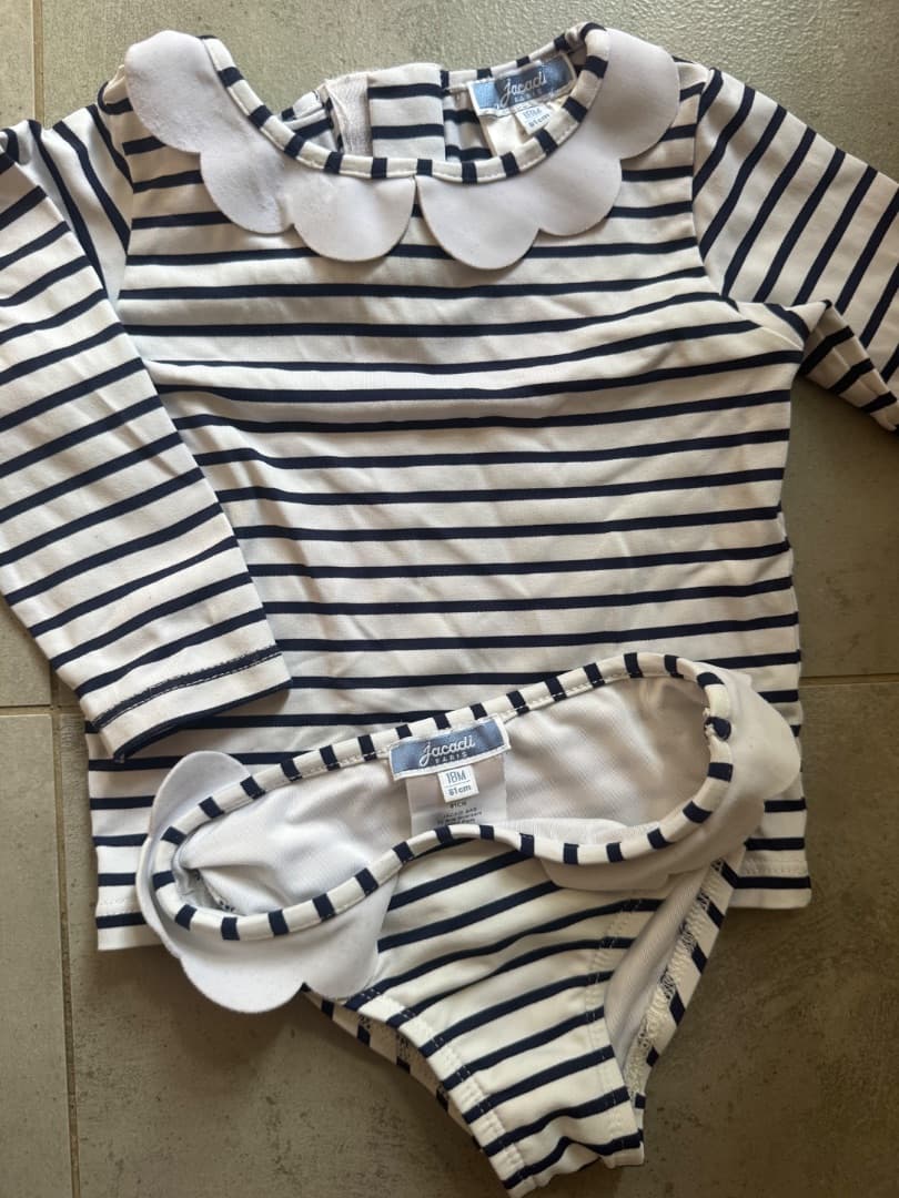 Jacadi Striped Swimsuit Set Size 18M - Image 1 of 5