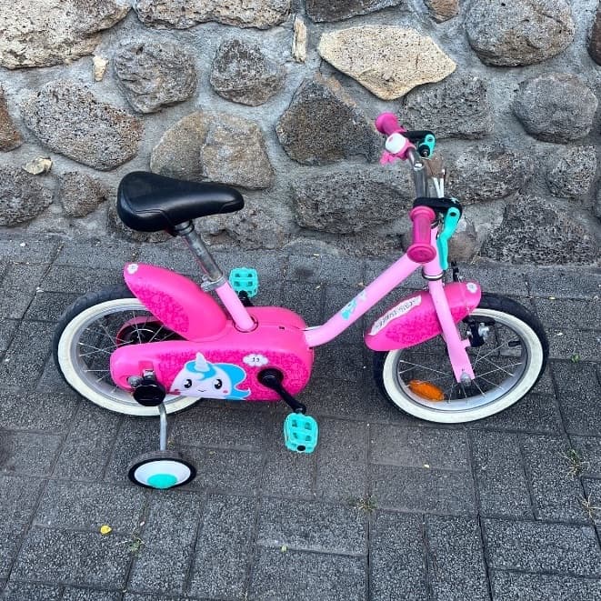B'Twin Unicorn Kids Bike with Training Wheels - Image 1 of 4