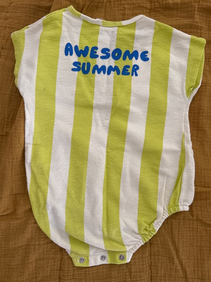 Zara Striped Green Onesie 12-18 Months Awesome Summer thumbnail 2