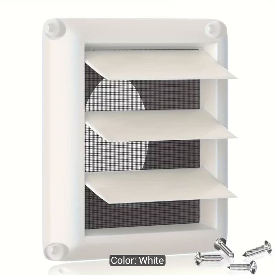 4-Inch Square Louvered Vent Cover - White Plastic thumbnail 2
