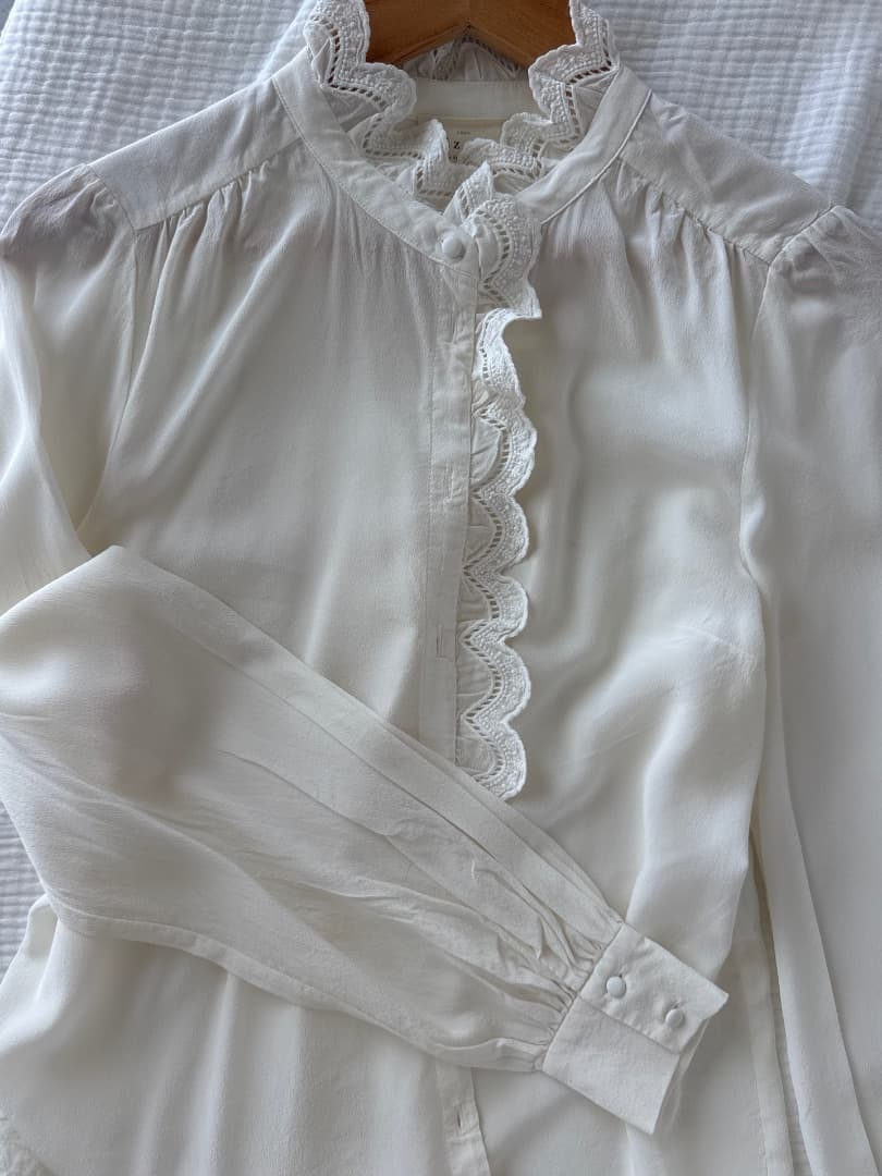 Sézane White Silk Lace Blouse Size 38 - Image 1 of 5