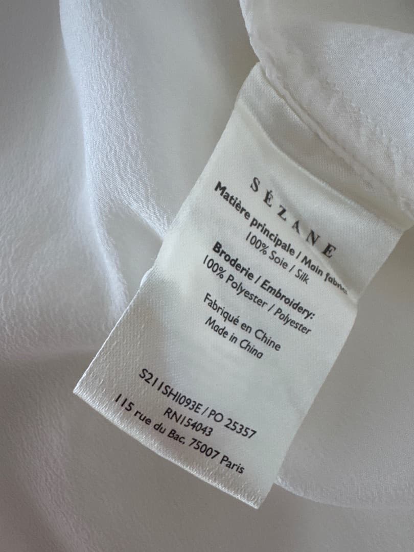 Sézane White Silk Lace Blouse Size 38 thumbnail 5