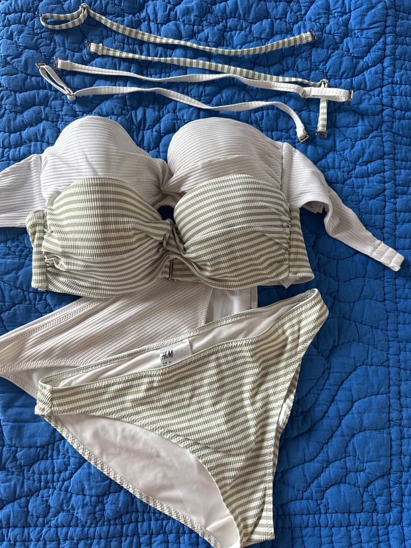 H&M Striped Bikini Set Size EU 38 Removable Straps - Image 1 of 2