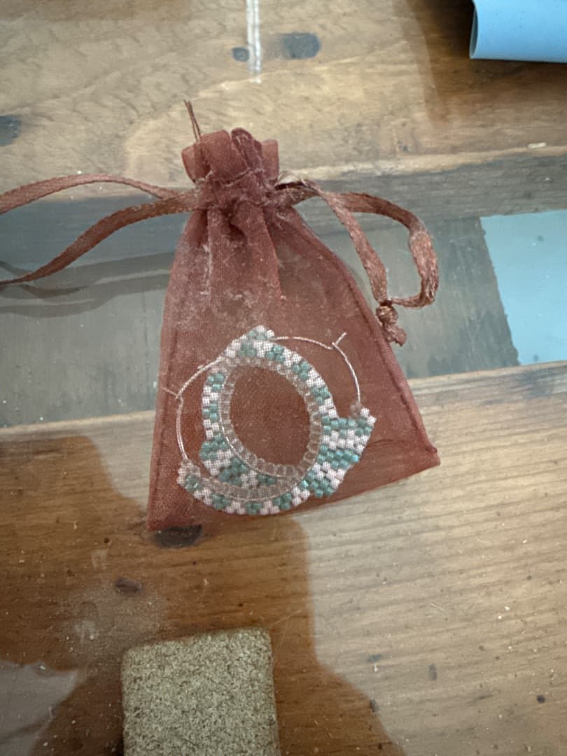 Beaded Hoop Earrings White and Turquoise - Image 1 of 2