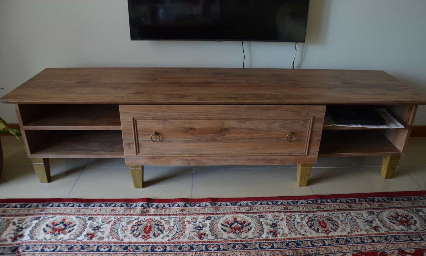 Wooden TV Stand with Central Drawer