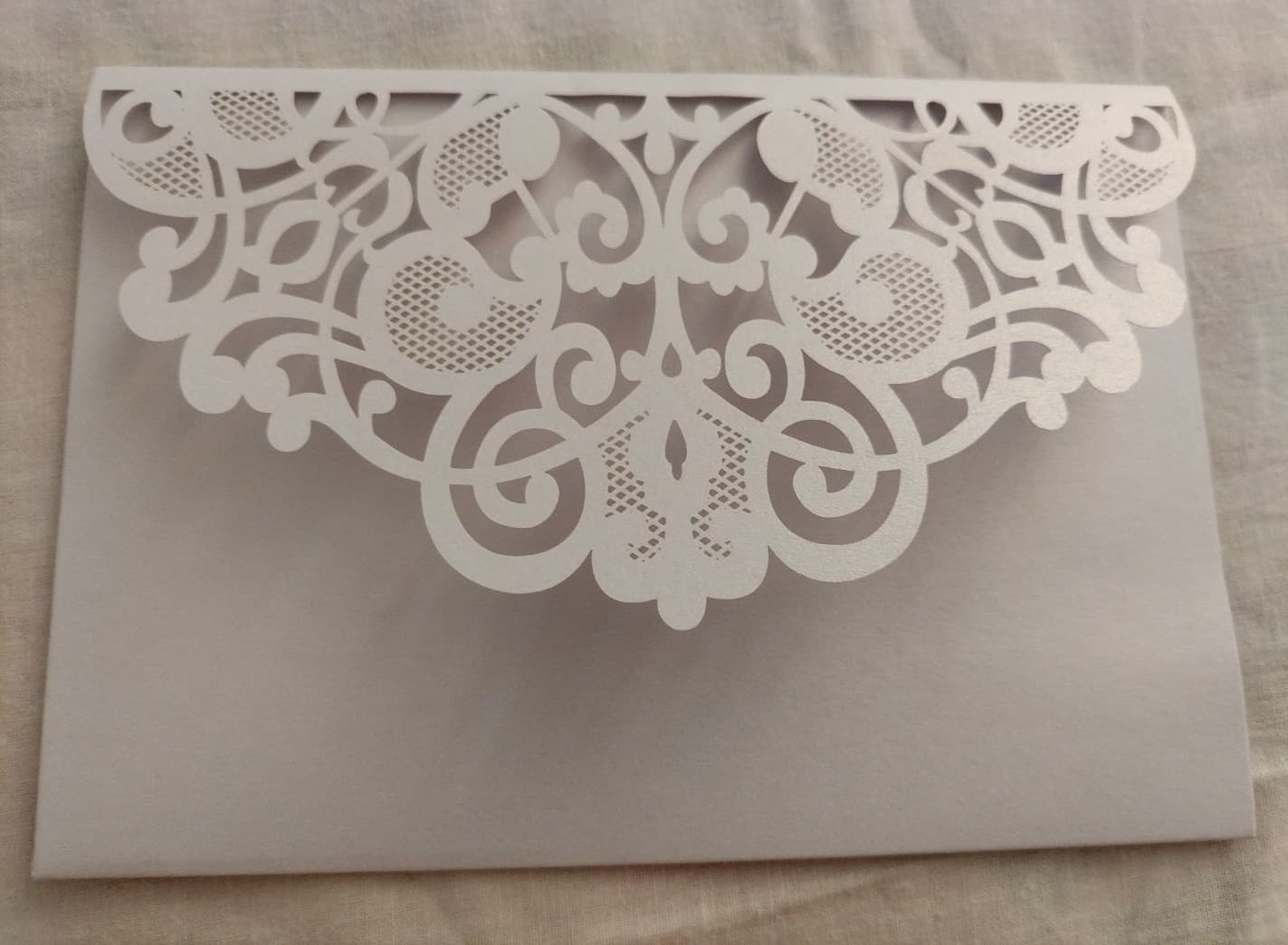 White Laser Cut Wedding Invitation Card - Image 1 of 2