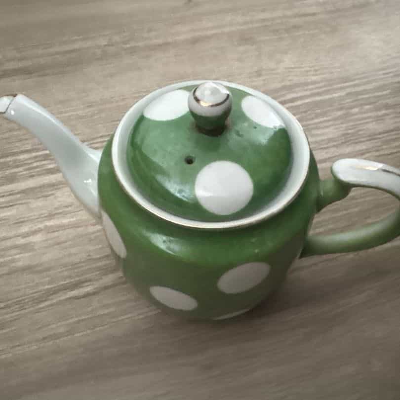 Green Polka Dot Ceramic Teapot with Lid