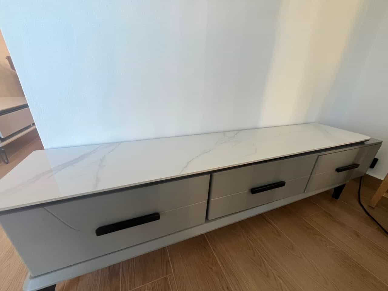 Modern TV Stand and Coffee Table Set Marble Effect