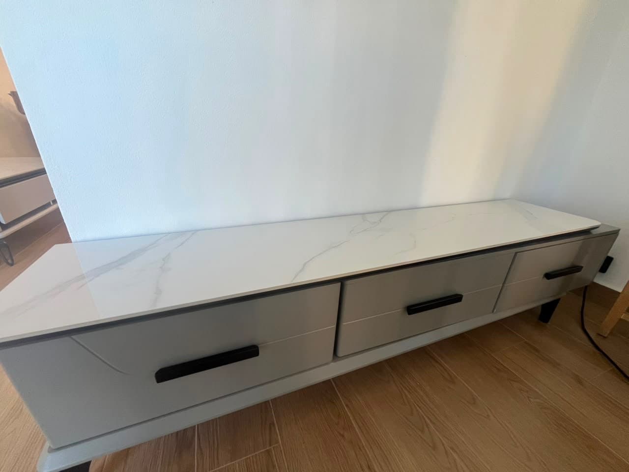 Modern TV Stand and Coffee Table Set Marble Effect - Image 1 of 4